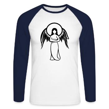 Engel - Unisex Baseballshirt langarm - Weiß/Navy - Vorne - Nik (191cm)