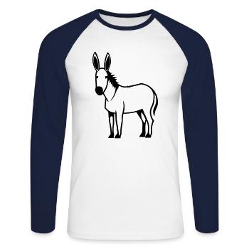 Esel - Unisex Baseballshirt langarm - Weiß/Navy - Vorne - Nik (191cm)
