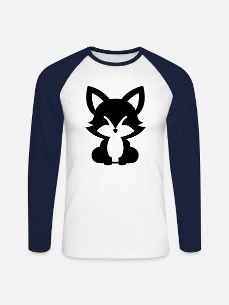 Renard - T-shirt baseball manches longues Homme - blanc/marine