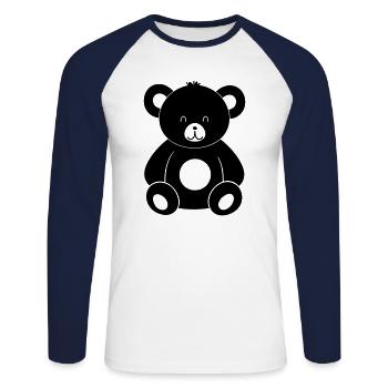 Teddybär - Unisex Baseballshirt langarm - Weiß/Navy - Vorne - Nik (191cm)