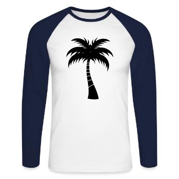 palmier - T-shirt baseball manches longues Homme - blanc/marine - Devant - Nik (191cm)