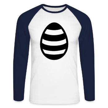 Ei - Unisex Baseballshirt langarm - Weiß/Navy - Vorne - Nik (191cm)