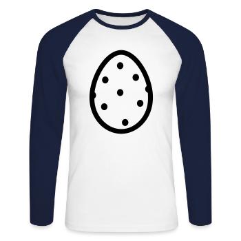 Ei - Unisex Baseballshirt langarm - Weiß/Navy - Vorne - Nik (191cm)