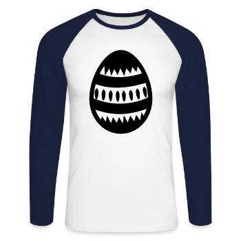 Ei - Unisex Baseballshirt langarm - Weiß/Navy - Vorne - Nik (191cm)