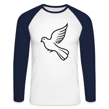 Colombe - T-shirt baseball manches longues Homme - blanc/marine - Devant - Nik (191cm)