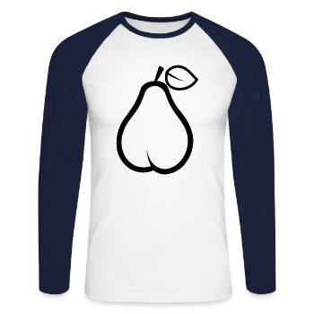 poire - T-shirt baseball manches longues Homme - blanc/marine - Devant - Nik (191cm)