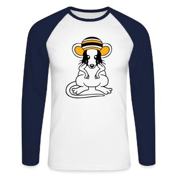 Souris Raggae Jamaica Chapeau Rasta Lure Chill Hat - T-shirt baseball manches longues Homme - blanc/marine - Devant - Nik (191cm)