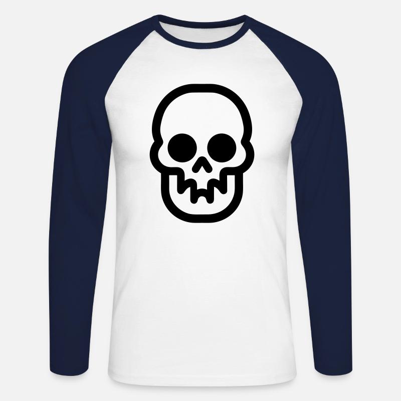 Schädel - Unisex Baseballshirt langarm - Weiß/Navy