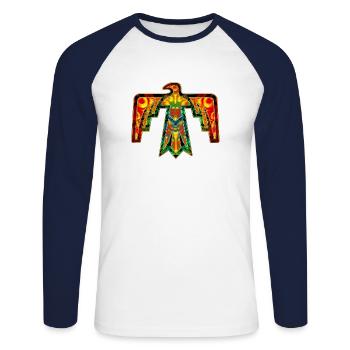 Sacred Thunderbird - symbol power & strength - Unisex Long Sleeve Baseball T-Shirt - white/navy - Front - Nik (191cm)