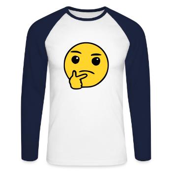 Emoji nachdenken Skizze Farbe - Unisex Baseballshirt langarm - Weiß/Navy - Vorne - Nik (191cm)