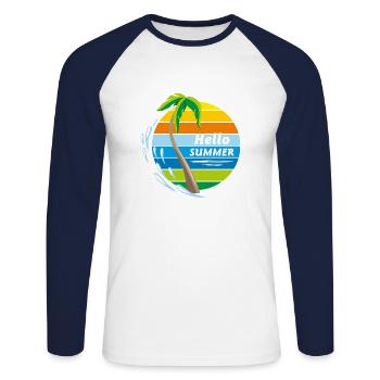 Hello Summer - Unisex Long Sleeve Baseball T-Shirt - white/navy - Front - Nik (191cm)