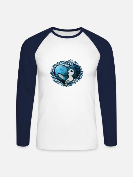 I Love penguins - Unisex Long Sleeve Baseball T-Shirt - white/navy