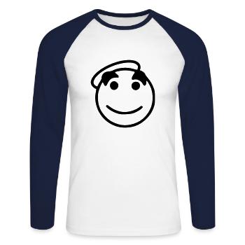Emoji sketch happy black - T-shirt baseball manches longues Homme - blanc/marine - Devant - Nik (191cm)