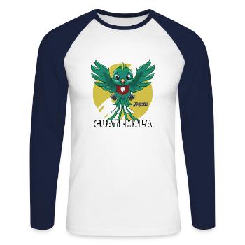Guatemala Guatemalan Flagge DNA I Geschenk - Unisex Baseballshirt langarm - Weiß/Navy - Vorne - Nik (191cm)