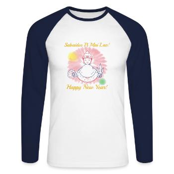 Laos Laotian Laotian New Year I Gift - Unisex Long Sleeve Baseball T-Shirt - white/navy - Front - Nik (191cm)