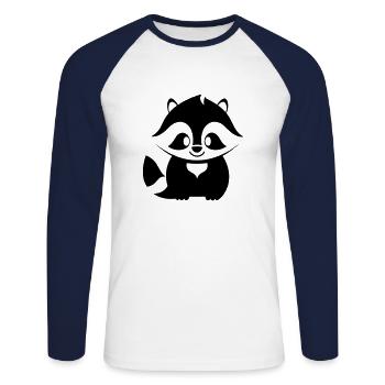 Raccoon - Unisex Long Sleeve Baseball T-Shirt - white/navy - Front - Nik (191cm)