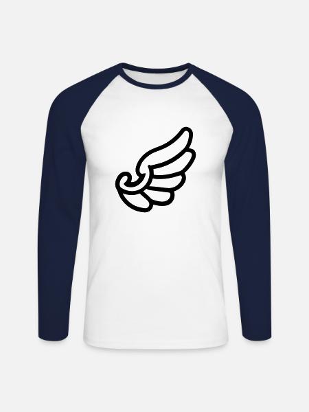 Ailes d'ange - T-shirt baseball manches longues Homme - blanc/marine