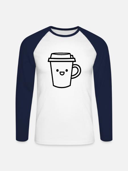 Kaffeebecher - Unisex Baseballshirt langarm - Weiß/Navy