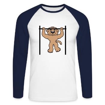 Chien Pull-ups Bar Muscles Gym Pull-Up Bar - T-shirt baseball manches longues Homme - blanc/marine - Devant - Nik (191cm)