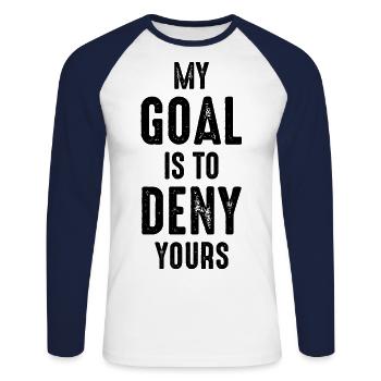 Lacrosse Goalie Funny Humour Sayings - T-shirt baseball manches longues Homme - blanc/marine - Devant - Nik (191cm)