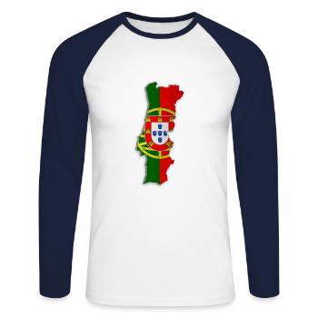 Map of Portugal 2 - Unisex Baseballshirt langarm - Weiß/Navy - Vorne - Nik (191cm)