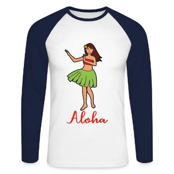 ALOHA girl - Unisex Long Sleeve Baseball T-Shirt - white/navy - Front - Nik (191cm)