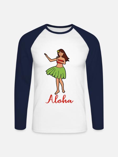 ALOHA Mädchen - Unisex Baseballshirt langarm - Weiß/Navy