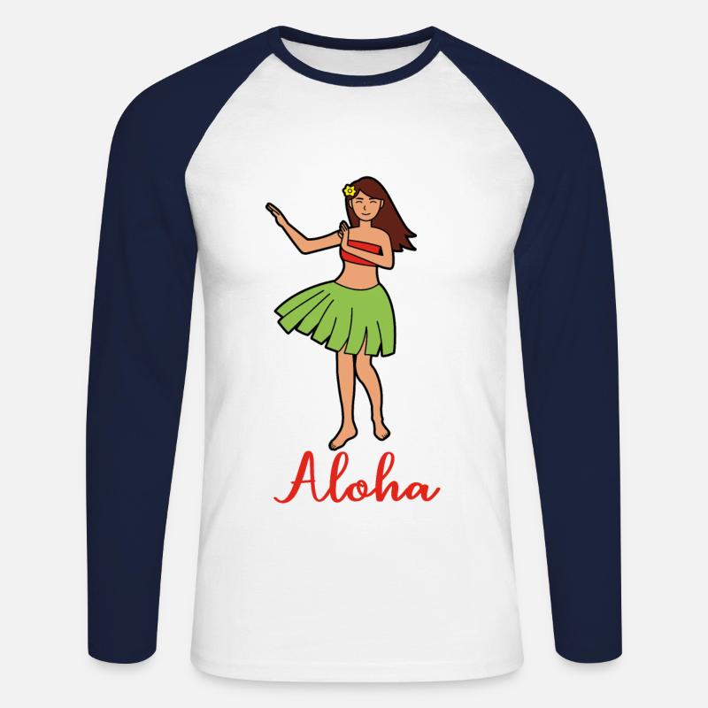 ALOHA Mädchen - Unisex Baseballshirt langarm - Weiß/Navy