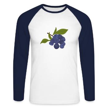 Bleuet isolé - T-shirt baseball manches longues Homme - blanc/marine - Devant - Nik (191cm)