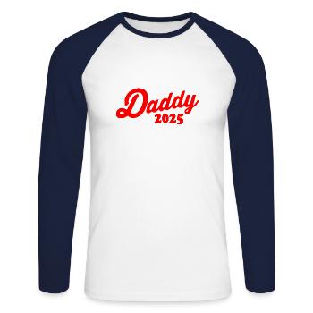 Daddy 2025 - T-shirt baseball manches longues Homme - blanc/marine - Devant - Nik (191cm)