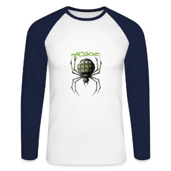 Giftige Spinne (grün) - Unisex Baseballshirt langarm - Weiß/Navy - Vorne - Nik (191cm)