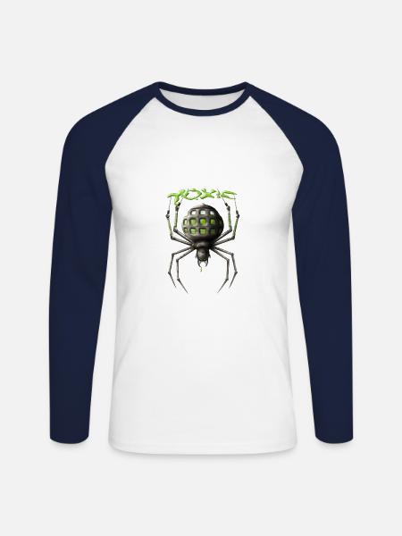 Toxic Spider (Green) - Unisex Long Sleeve Baseball T-Shirt - white/navy