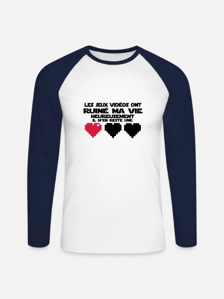 il m'en reste une(vie) - T-shirt baseball manches longues Homme - blanc/marine