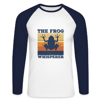Grenouille - T-shirt baseball manches longues Homme - blanc/marine - Devant - Nik (191cm)
