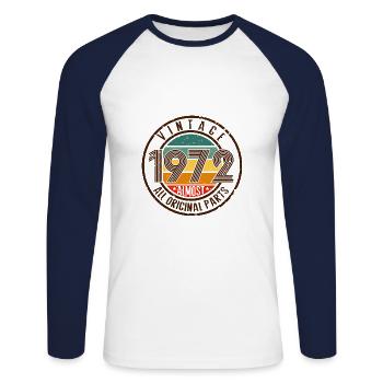 Vintage 1972 almost all original - T-shirt baseball manches longues Homme - blanc/marine - Devant - Nik (191cm)