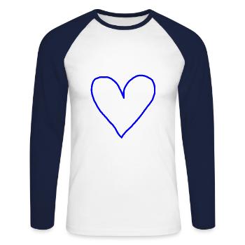 Heart blue gift idea - Unisex Long Sleeve Baseball T-Shirt - white/navy - Front - Nik (191cm)