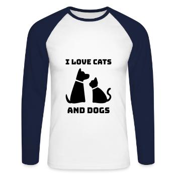 Animaux Animaux Chiens Chats Bien-être animal - T-shirt baseball manches longues Homme - blanc/marine - Devant - Nik (191cm)
