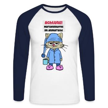 Morning grouch - Unisex Long Sleeve Baseball T-Shirt - white/navy - Front - Nik (191cm)