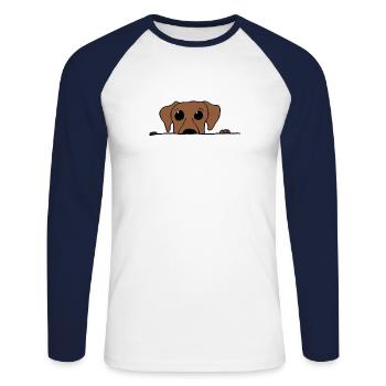 Dog Look, Sweet Dog, Comic, Gift Idea - Unisex Long Sleeve Baseball T-Shirt - white/navy - Front - Nik (191cm)