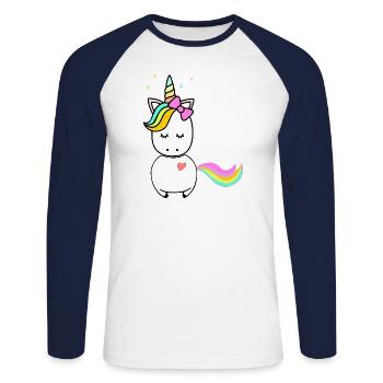 Süsses Einhorn als Geschenk für Unicorn Fans - Unisex Baseballshirt langarm - Weiß/Navy - Vorne - Nik (191cm)