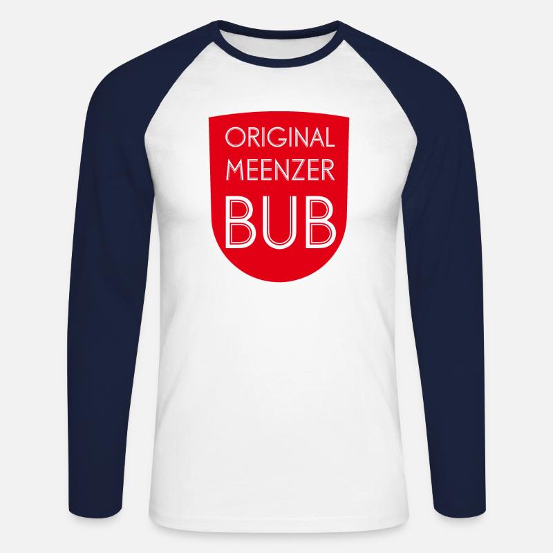 Original Meenzer Bub - rot - Unisex Baseballshirt langarm - Weiß/Navy