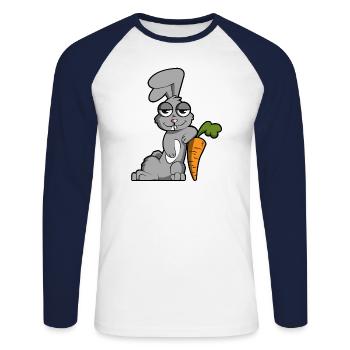 Cute rabbit - Unisex Long Sleeve Baseball T-Shirt - white/navy - Front - Nik (191cm)