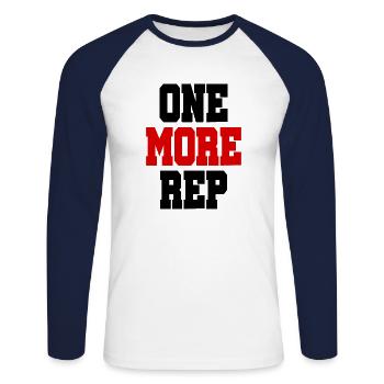 One more Rep - Bodybuilding - Muscles Bodybuilders - Unisex Long Sleeve Baseball T-Shirt - white/navy - Front - Nik (191cm)