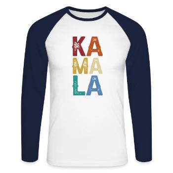 Kamala Harris Vintage - Unisex Long Sleeve Baseball T-Shirt - white/navy - Front - Nik (191cm)