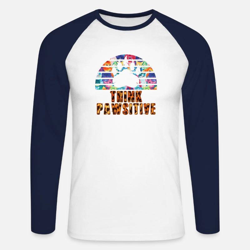 Denken Sie pawsitive - Unisex Baseballshirt langarm - Weiß/Navy