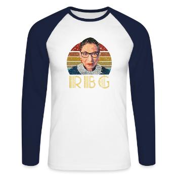 Vintage Rbg Ruth Bader - Unisex Baseballshirt langarm - Weiß/Navy - Vorne - Nik (191cm)