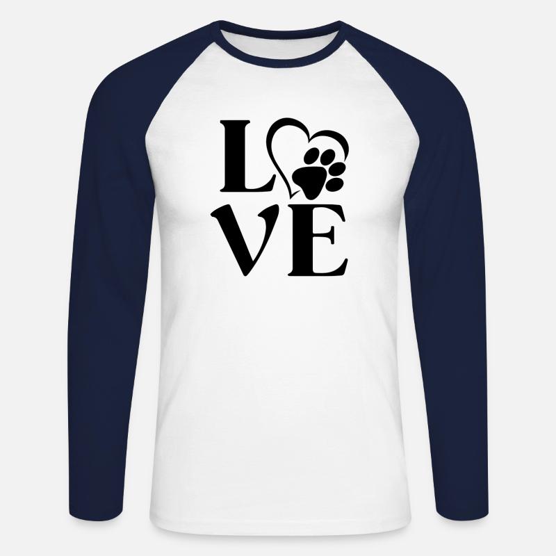Liebespfote - Unisex Baseballshirt langarm - Weiß/Navy