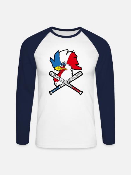 Coq Français - T-shirt baseball manches longues Homme - blanc/marine