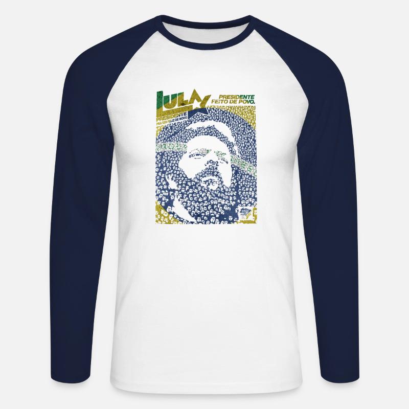 Lula Präsident - Comemorativa - Unisex Baseballshirt langarm - Weiß/Navy
