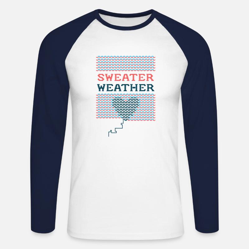 Pullover Wetter Korallen-Benzin - Unisex Baseballshirt langarm - Weiß/Navy